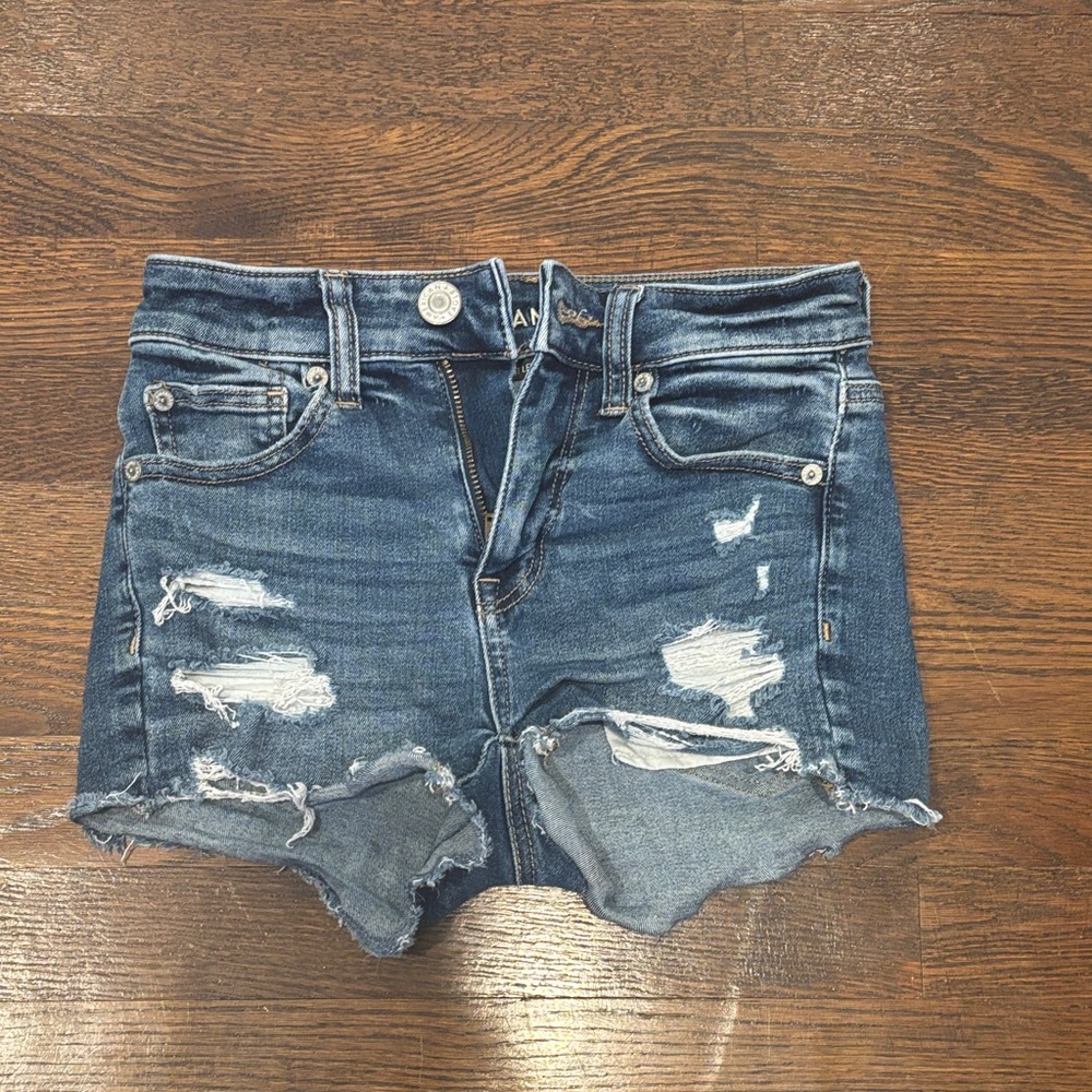 American Eagle Outfitters Blue Distressed Jean Shorts